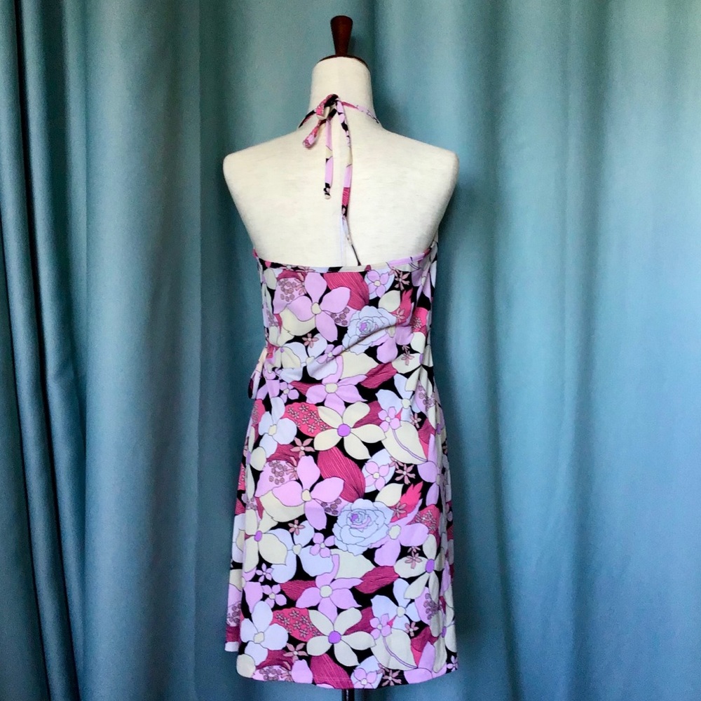 SOLD!! Sz L vintage floral mini wrap dress - Picture 3 of 4